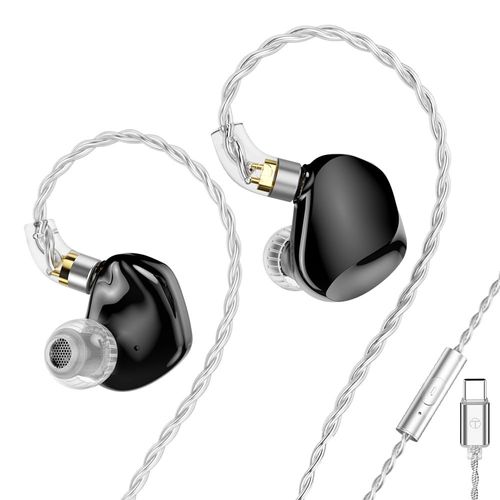 TRN VX Pro+ 1DD+8BA Flagship HiFi Earphones with Microphone, 2Pin-Detachable Cable & High-Resolution Audio (Type-C/Pearl Black)