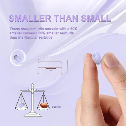 Xmenha Small Invisible Mini Earbuds Hidden Wireless Bluetooth for Small Ears Tiny Discreet Hidden Sleep Earbuds for Sleeping Side Sleepers Ear Buds Invisible for Sleeping Headphones Purple