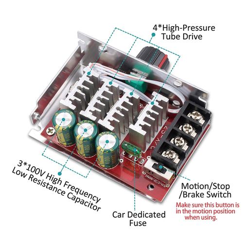 KeeYees 7-70V 30A PWM DC Motor Speed Controller Switch Control 12V 24V 36V 48V with 30 Amp Fuse