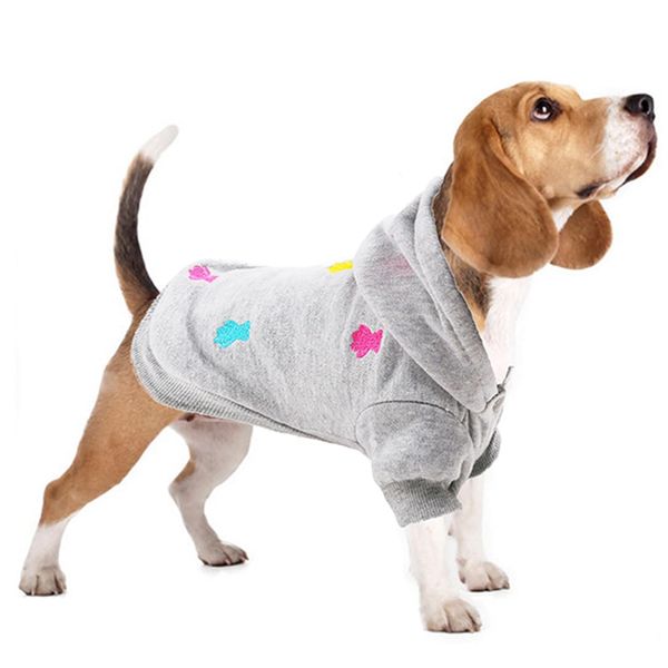 LeerKing Cute Thicken Cotton Fleece Winter Hoodies for Small Medium and Puppy Dogs Hooded Dog Winter Coat Grey XL