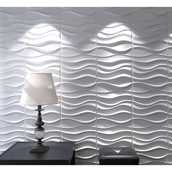 Art3d Decorative 3D Wavy Wall Panel Design Pack of 12 Tiles 32 Sq.Ft (Plant Fiber)