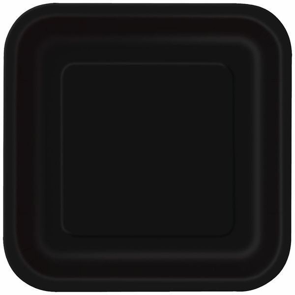 Midnight Black Square Paper Dessert Plates (17cm) 16 Count - Elegant & Sturdy Party Tableware for Appetizers, Cakes and More
