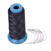 Weaving Thread Polyester Sewing Thread Size 210D with 12pcs 9cm C Type Needles Curved Hair Needles (Black)