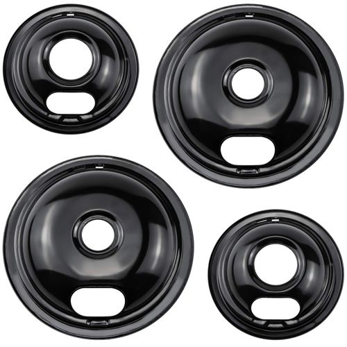 Cenipar W10290350 & W10290353 Range Burner Drip Pan Bowls Porcelain Plated for Electric Stove & Surface Burner Compatible with Whirlpool Frigi-daire Include 2 x 8-Inch + 2 x 6-Inch Drip Pans