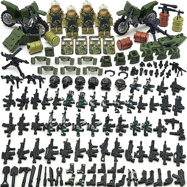 CONVENTEJOY Military Weapon Guns Accessories for Minifigure Block Toys Include Camouflage Helmets E.O.D Suits Shields for Army Soldiers Gear Set Building Kits Kids Toy(260pcs)