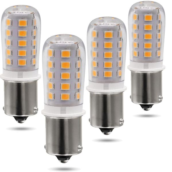 LEMENG 12V BA15S LED Bulb S8 SC 3W 300Lm 2700K Warm White,Bayonet Single Contact Base 1156 1141 P21W,AC/DC 12volt Landscape RV Camper Marine Boat Trailer Lighting-4 Pack