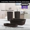 Decorative Brown Bathroom Accessory Set, Plastic 4 Pk. Ribbed Design Soap Holder