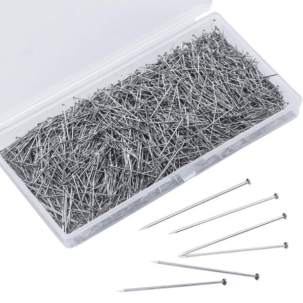 2000 Pcs Silver Head Pins Stainless Steel Pin Fine Satin Pin Dressmaker Pins Sewing Pins Straight Quilting Pins Flower Bouquet Pins with a Box for Jewelry Making Sewing Craft Project (0.6 * 26 mm)