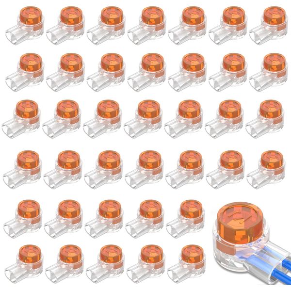 200Pcs K1 Gel Crimps,Waterproof Orange Clear Telephone Cable Connectors,Telephone Cable Repair Splice Joiner,2 Way Gel Filled Connector Crimps Jelly Crimp Wire Connectors for Cable Data Wire Joints