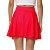 Afibi Women's Casual Basic Versatile Flared Pleated Mini Skater Skirt with Shorts (Medium, Red)