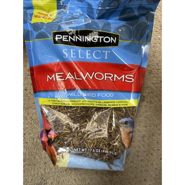 Pennington Mealworms, Wild Bird Food, 17.6 oz. Bag oz, Brown