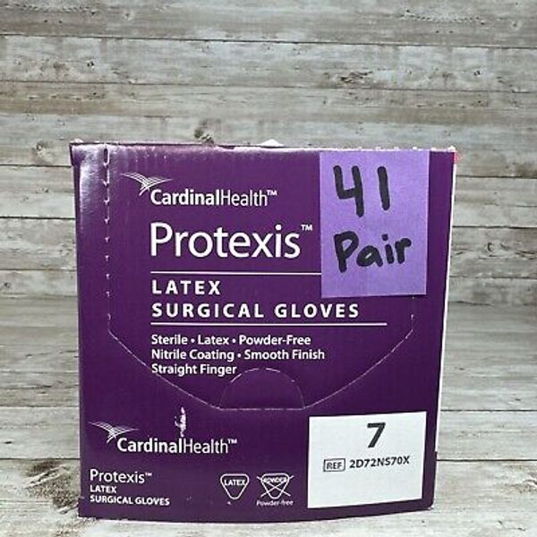 Protexis Latex Surgical Gloves Sterile Cardinal, *41 PAIR BOX* Size: 7 Exp 01/25