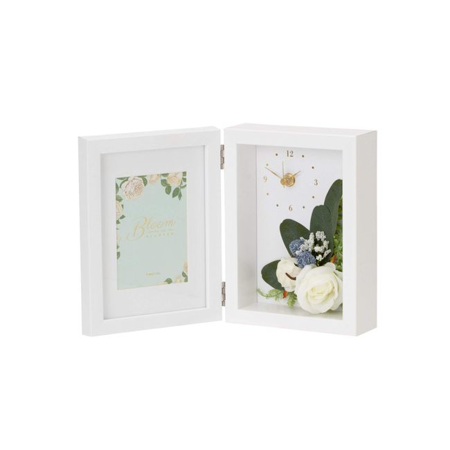 Franfranc Flower with Clock Photo Frame White