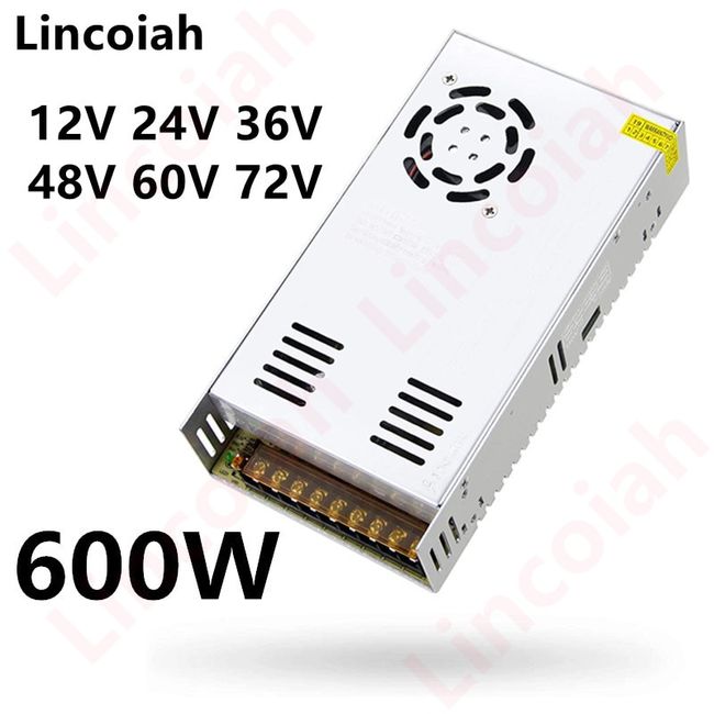 New Version DC 12V 50A 600W Power Supply 110V AC to 12V DC Converter Power  Supply Adapter 12V 50A 600W Switch Transformer for Motor Pump CCTV Security