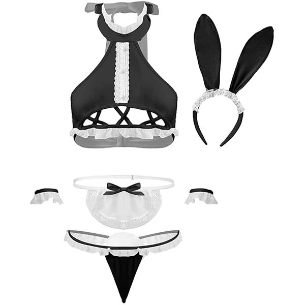 DUJIAOSHOU Bunny Girl Cosplay Sexy Rabbit Costume Bunny Girl Bunny Cosplay Cute Bunny Girl Adult Costume Women's Sexy Lingerie, Costume (Black)