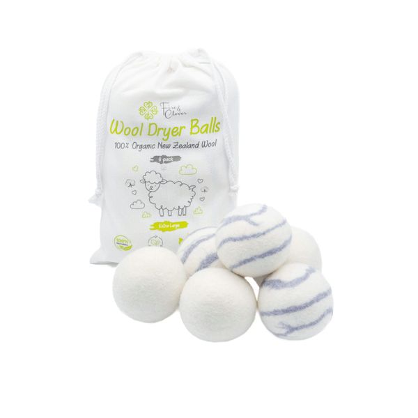 Organic Wool Dryer Balls Laundry Reusable [Set of 6] XL 100% New Zealand Wool Balls for Dryer - Dryer Ball -Natural Fabric Softener Ball -Laundry Balls for Dryer