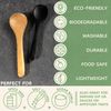 BambooMN Bamboo Spoons - Round Head Small Solid Bamboo Spice/Salt/Sugar Spoons, Carbonized Brown 3.5" - 10pcs