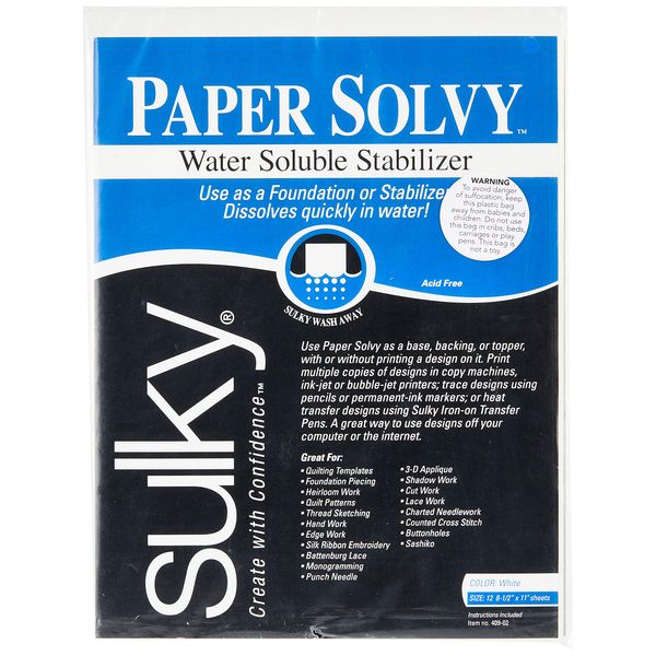Sulky stabilizer, Silk, White, 8.5x11-Inch