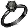 1.0 Carat Classical Stainless Steel Solitaire Engagement Ring (Full Black, V)