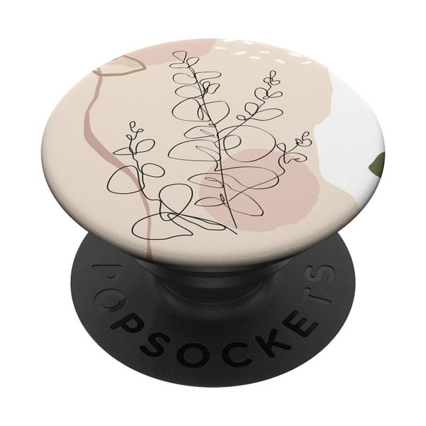 Minimalistic Eucalyptus Flower Abstract Line Art Boho PopSockets with Interchangeable PopGrip