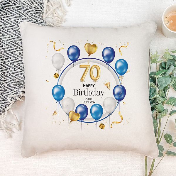 ukgiftstoreonline Personalised 70th Birthday Gift Cushion Present Design
