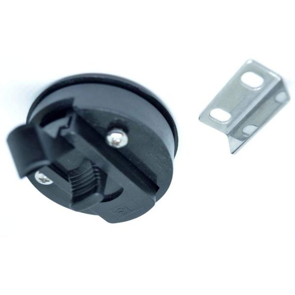 POFET 2 Inch 50mm Flush Pull Slam Latch Round for Rv Boat for Marine Deck Hatch Door Cabinet Hardware, Plastic, Black