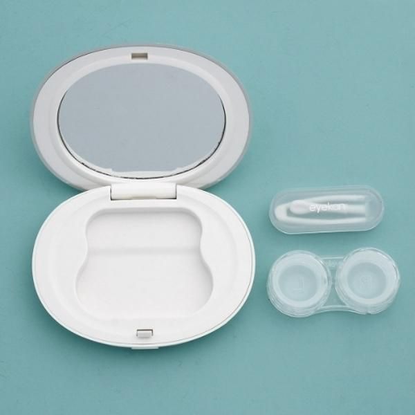 Mirror Lens Case 2P Set Contact Lens Lens Box (White)