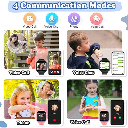 TEZILON 4G Elderly GPS Smart Watch Waterproof Phone Video Call SOS Emergency Alarm Voice Message Camera GPS Tracker Watch Real-Time Tracking Geo-Fence Touch Screen Pedometer Anti-Lost Gift Black