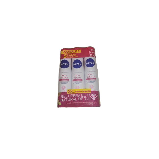 Nivea Aclarado Natural Aerosol Whitening Deodorant 3 Bottles,1 Fl Oz