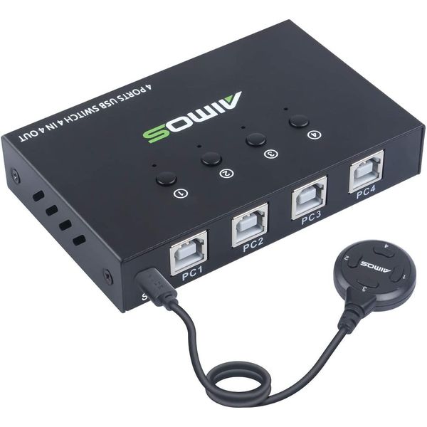 USB Switch External Wired Control, USB 3.0 or 2.0 Switcher Button with 4 Keys, 1.5 m