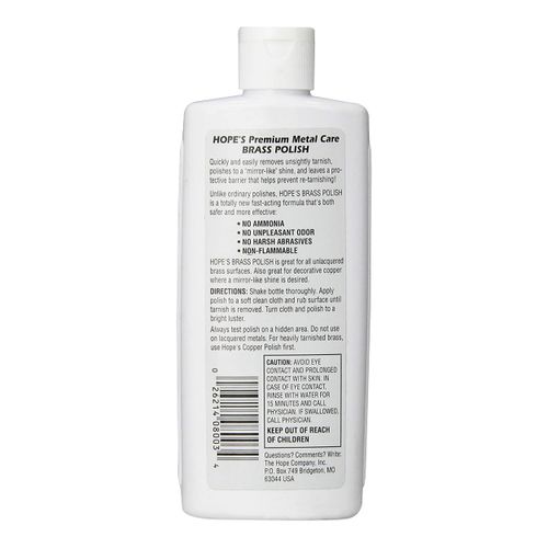 HOPE'S Brass Polish and Cleaner, Prevents Tarnish, Safe for Brass, Copper, Chrome, and Sterling Silver, Metal Polish for Cymbals, Trombone, Trumpet, and Other Instruments, 8 oz, Pack of 1