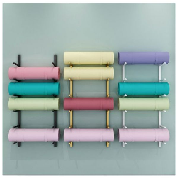 Yoga mat holder Pilates wall-mounted organizer foam roller iron storage organizer rack shelf