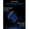 ZanyLen Superlight Titanium Blue Light Blocking Glasses Stylish Semi-rimless Rectangle Computer Gaming Eyeglasses (Black) 1