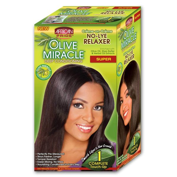 African Pride Olive Miracle Deep Conditioning No-lye Relaxer Kit, Super, 1count