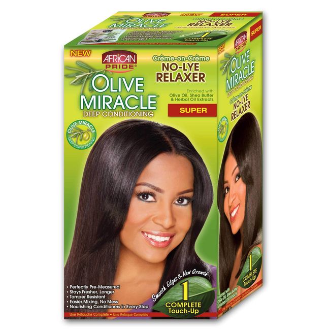 African Pride Olive Miracle Deep Conditioning No-lye Relaxer Kit, Super, 1count