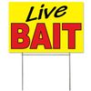18x12 Inch LIVE BAIT Yard Sign with Stake - yb1s