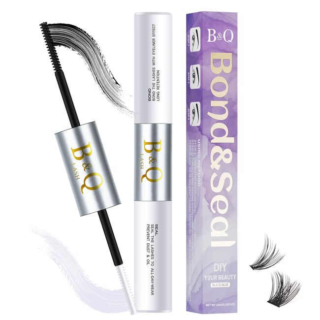 B&Qaugen B&Q Lashes Bond and Seal Waterproof 10ML Bond and Seal Long Lasting Lash Bond DIY Lash Extension Bond and Seal for Beginner Eyelash Bond and Seal (YJShuangT-Black)