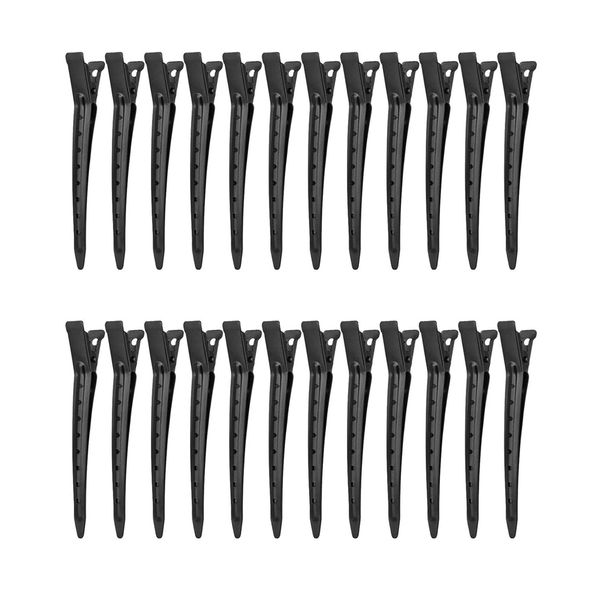 OXDOHUE 24 Stück Haarclips Entebill Haarspange Friseurbedarf Stahl Haarclips Combi-Clip Haarklammern Abteilklammern Alligator Metall Curl Clips - Schwarz