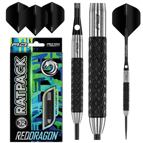 RED DRAGON Rat 1: 32g - Tungsten Steeltip Darts Set with Flights and Stems