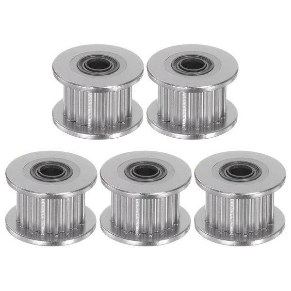 uxcell 2GT Timing Belt Pulley Idle Pulley for 3D Printers, CNC Machine Tool Fixture, Aluminum, 16 Teeth, 0.1 inch (3 mm) Bore, 0.5 inch (13 mm) Diameter, 0.2 inch (6 mm) Wide Belt, Silver Tone, 5 Pieces