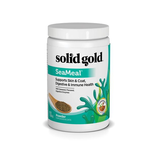 Solid Gold SeaMeal Multivitamin for Cats & Dogs - Kelp Powder Cat & Dog Supplement - Omega 3 & Digestive Enzymes for Skin & Coat, Gut + Immune Support - 1 LB