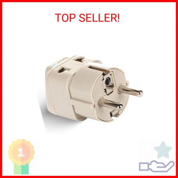 OREI European Power Adapter Plug, Perfect for Travel To Europe, Germany, France,