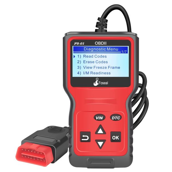 Foseal Wired Car OBD2 Scanner,Plug and Play Code Reader, Car Diagnostic Tool for OBDII Protocol Vehicles Since 1996