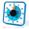 Countdown Timer 7.5 inch; 60 Minute 1 Hour Visual Timer – Classroom Teaching Tool Office Meeting, Mechanical Countdown Clock for Kids Exam Time Management Magnetic, Blue, Fish Pattern
