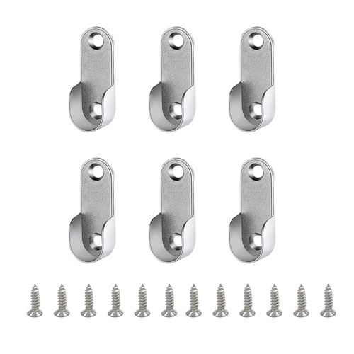 NAYAGOGO 6 PCS Wardrobe Rail Rod Bracket, Clothes Rail Wall Bracket, Wardrobe Rail Fittings, Rail Bracket Support, for Wardrobe Shower Curtain Closet Curtain Wardrobe Closet (16 mm/ 0.63 Inch)