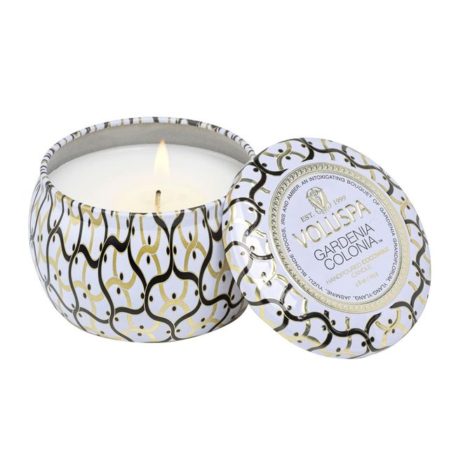 VOLUSPA Maison Blanc Mini Tin Candle, Gardenia Colonia