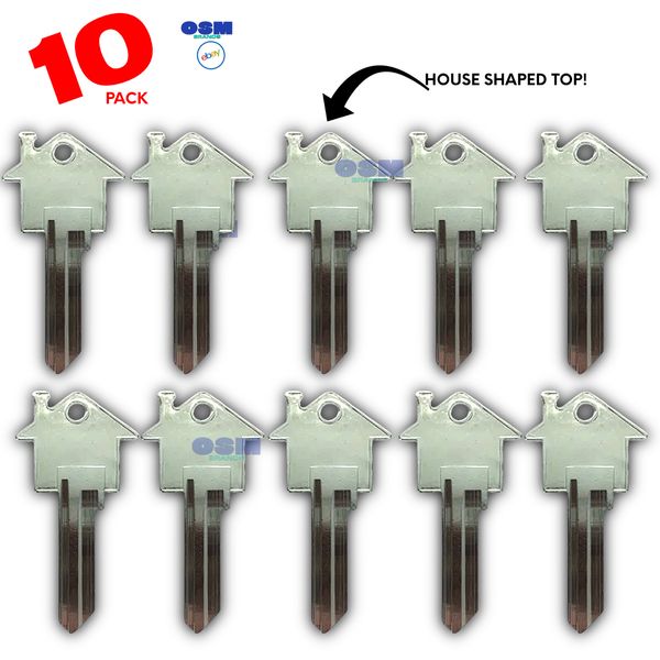 KW-11 KWIKSET 6 Pin House Shaped Key Blank Nickel  PACK OF 10 Maintenance Bldg