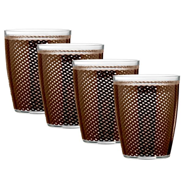 Kraftware The Fishnet Collection Chocolate Doublewall Drinkware, Set of 4, 14 oz, Brown, 4 Count