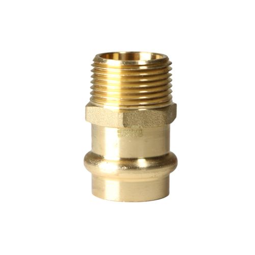 XFITTING Brass Press 3/4 inch x 3/4 inch Male NPT Press Coupling, Brass Press MNPT Coupling, 2 Pieces