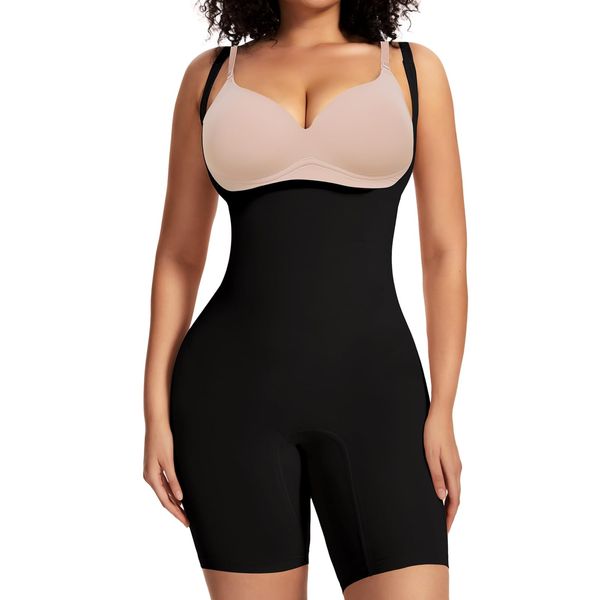 Joyshaper Damen Bauchweg Body Shaper Figurformende Shapewear Stark Formende Bodys Ganzkörper Miederbody Shaping Bodysuit Schwarz,S